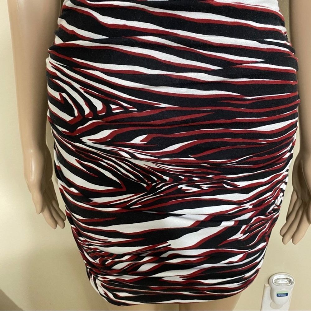 Express Zebra Print Black, Red And White Dress - image 4